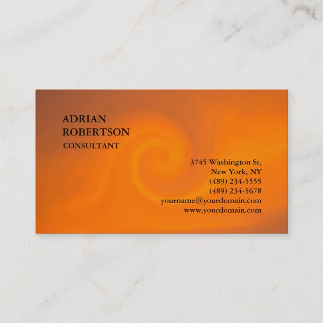 Carte De Visite Exclusive Spéciale Plain Orange Moderne tendance (Devant)