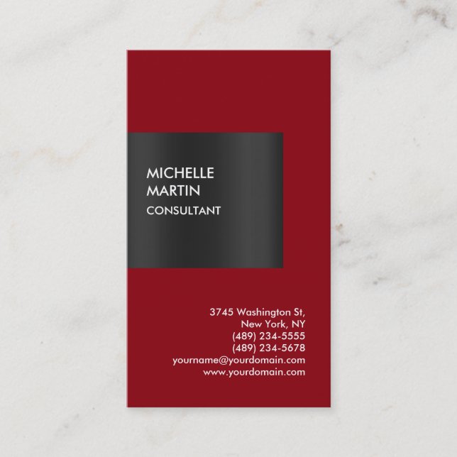 Carte De Visite Exclusive Spéciale Rouge gRAY Moderne Unique (Devant)