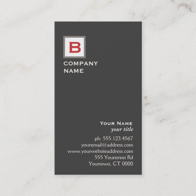 Carte de visite exécutif monogramme simple (Devant)