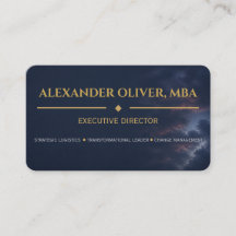 Carte de visite Executive Bleue et Or Premium