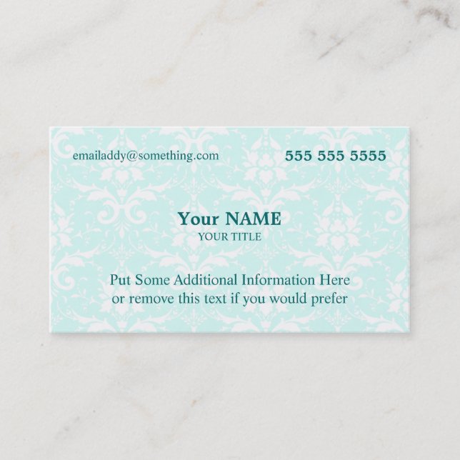 Carte De Visite Executive Blue et White Damask (Devant)