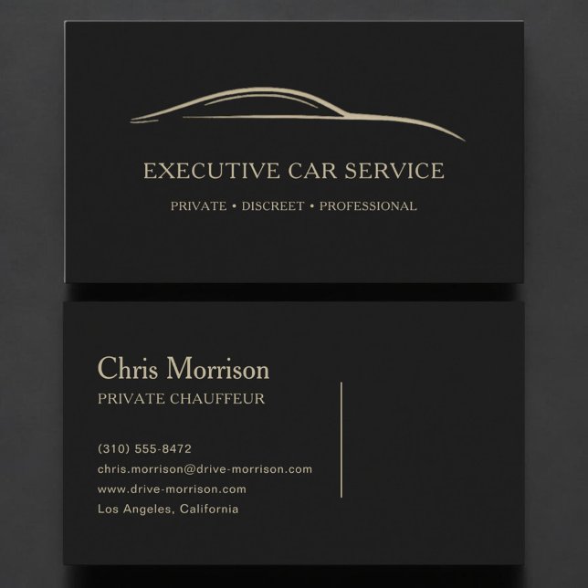 Carte De Visite Executive Car Service Black & Gold (Créateur téléchargé)