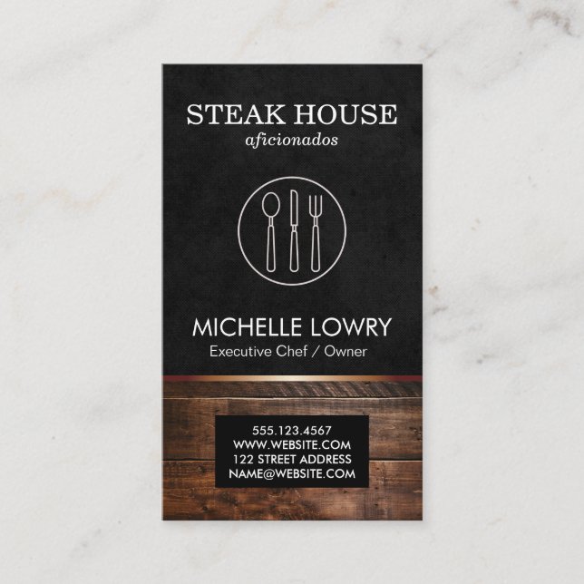 Carte De Visite Executive Lux Black Silverware et Wood (Devant)