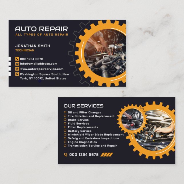 Carte De Visite Expert Auto Repair, Car Service, Mechanic & Garage (Devant / Derrière)