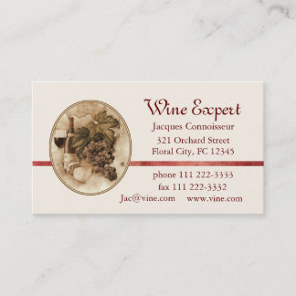 Carte De Visite Expert en matière de vin
