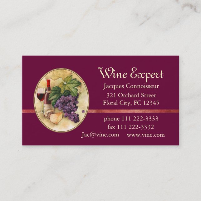 Carte De Visite Expert en matière de vin (Devant)