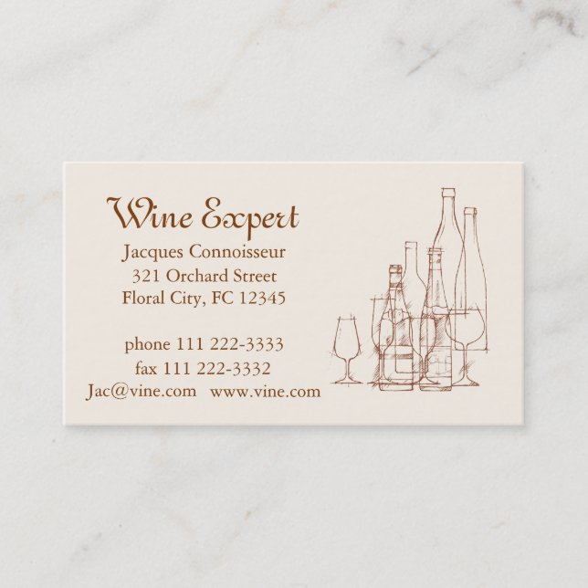 Carte De Visite Expert en matière de vin (Devant)