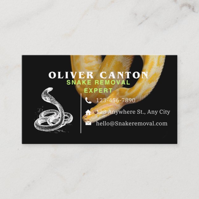 Carte De Visite Expert en suppression de serpent (Devant)