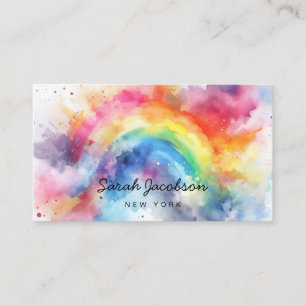 Carte De Visite Explosion de peinture aquarelle couleur arc-en-cie