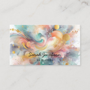 Carte De Visite Explosion de peinture aquarelle rose or bleu