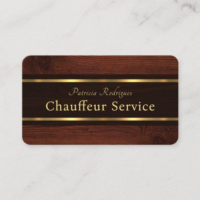 Carte De Visite Exquis Bois Grains Lignes Or Chauffeur (Devant)