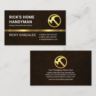 Carte De Visite Exquis Brown Grunge Gold Handyman Hammer