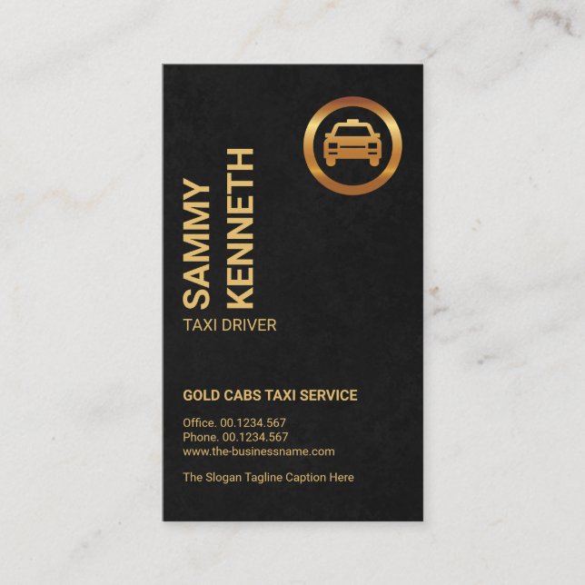 Carte De Visite Exquise Black Grunge Gold Taxi Logo Taxi Driver (Devant)