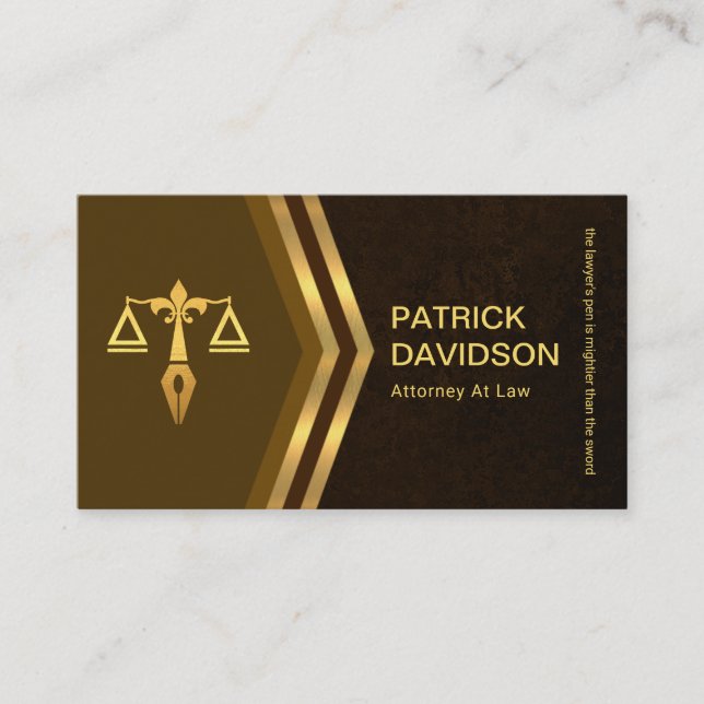 Carte De Visite Exquise Brown Grunge Gold Arrow Conseiller juridiq (Devant)
