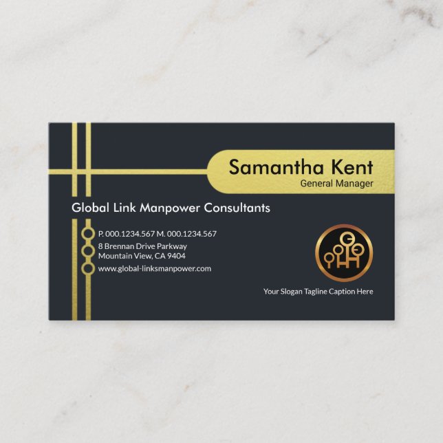 Carte De Visite Exquise Gold Crisscross Lines PDG Entrepreneur (Devant)