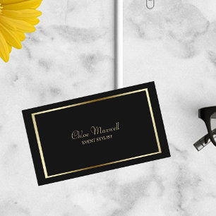 Carte De Visite Exquisite Gold Frame Minimalist on Black