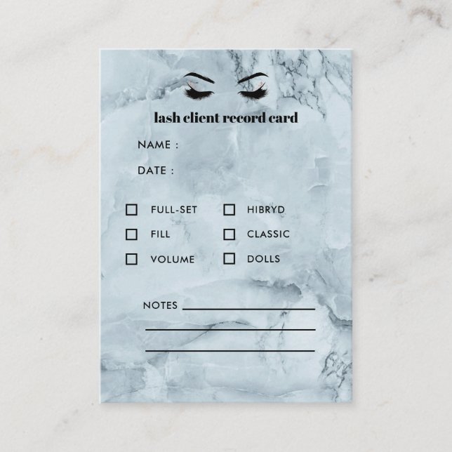 Carte De Visite Extension de marbre bleu Eyelash Consultation du c (Devant)