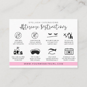 Carte De Visite Extension Eyelash Instructions de suivi Lash Logo