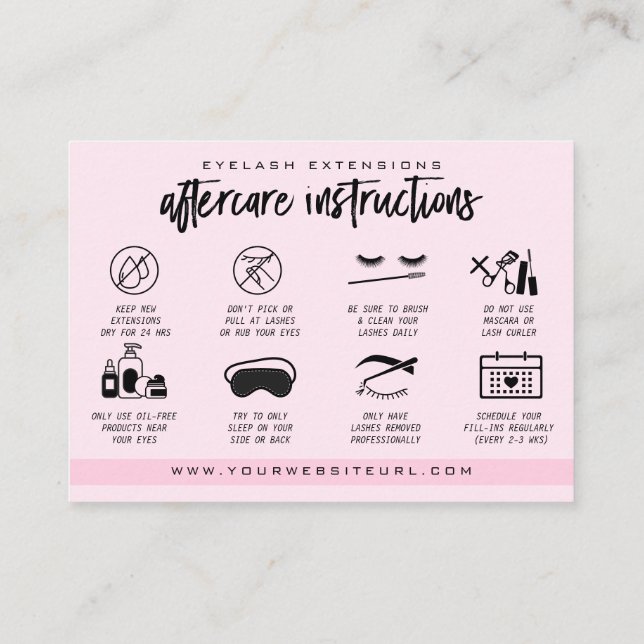 Carte De Visite Extension Eyelash Instructions de suivi Lash Logo (Dos)