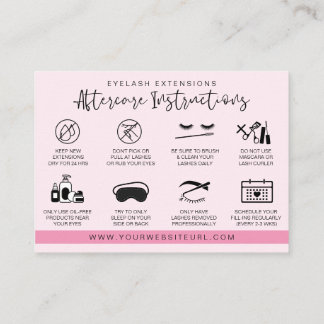 Carte De Visite Extension Eyelash Instructions de suivi Lash Logo