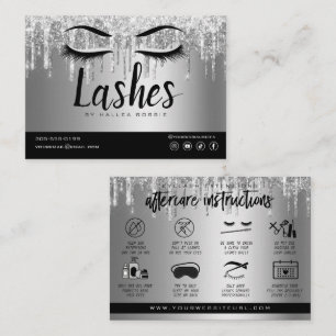 Carte De Visite Extension Eyelash Instructions de suivi Lash Logo