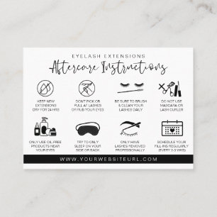 Carte De Visite Extension Eyelash Instructions de suivi Lash Logo