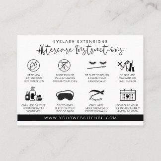 Carte De Visite Extension Eyelash Instructions de suivi Lash Logo