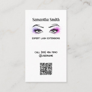 Carte De Visite Extension Lash Simple QR personnalisée
