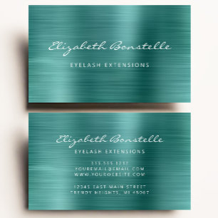 Carte De Visite Extension turquoise verte brossée en métal Script 