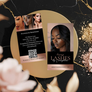 Carte De Visite Extensions de Cils de Luxe Arch Photo Noir Rose