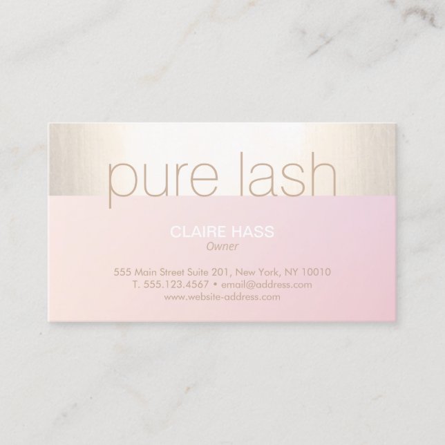 Carte De Visite Extensions Eyelash de bande or rose moderne (Devant)