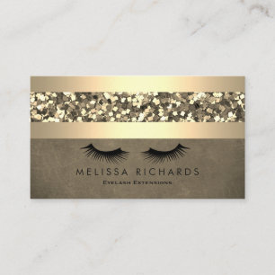 Carte De Visite Extensions Eyelash de l'artiste maquillage or et s