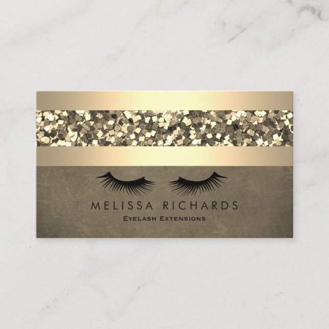 Carte De Visite Extensions Eyelash de l'artiste maquillage or et s (Devant)
