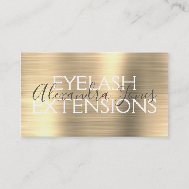 Carte De Visite Extensions Eyelash en métal brossé de luxe (Devant)