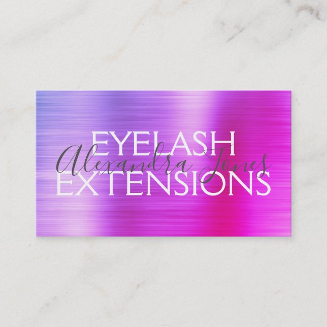 Carte De Visite Extensions Eyelash en métal brossé rose violet (Devant)