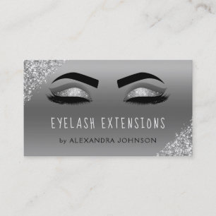 Carte De Visite Extensions Eyelash Parties scintillant argent