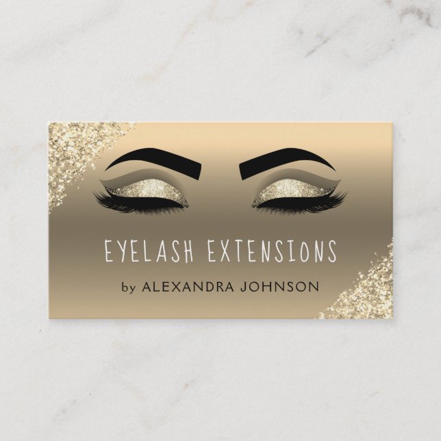 Carte De Visite Extensions Eyelash Parties scintillant or (Devant)