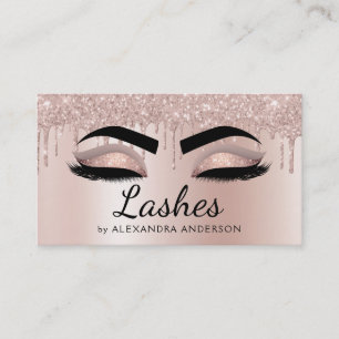 Carte De Visite Extensions Eyelash Parties scintillant  Rose Or