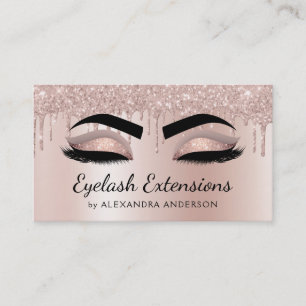 Carte De Visite Extensions Eyelash Parties scintillant  Rose Or