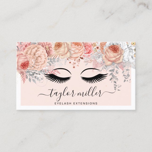 Carte De Visite Extensions florales roses et jolies (Devant)