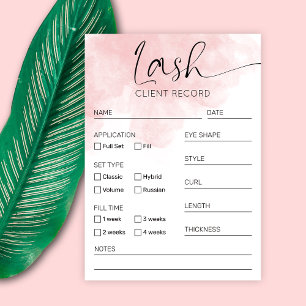 Carte De Visite Extensions Lash Client Formulaire Blush Aquarelle 