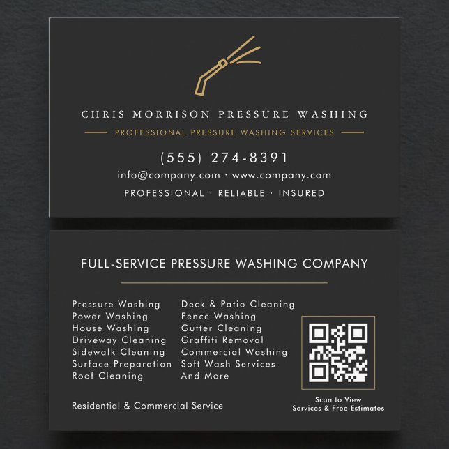 Carte De Visite Exterior Cleaning Power Washing QR Code (Créateur téléchargé)