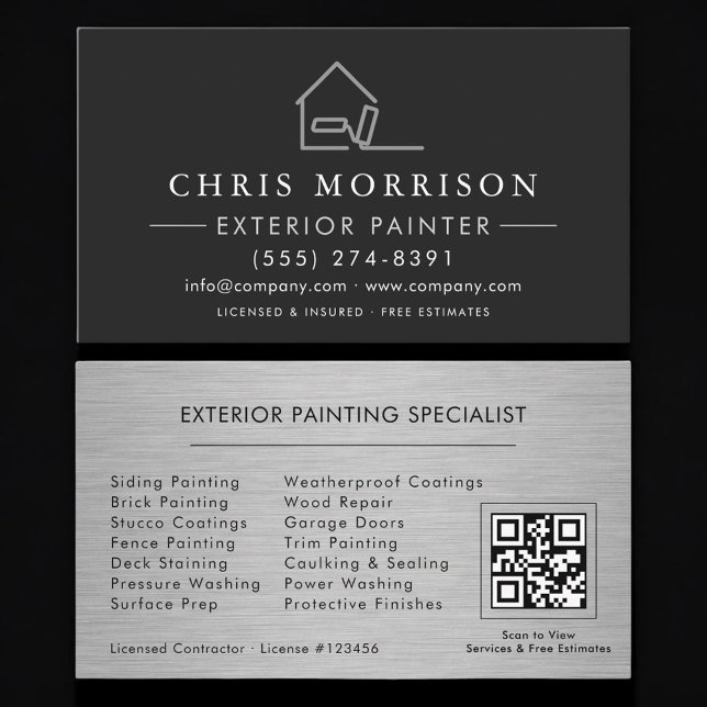 Carte De Visite Exterior Painting QR Code Professional (Créateur téléchargé)
