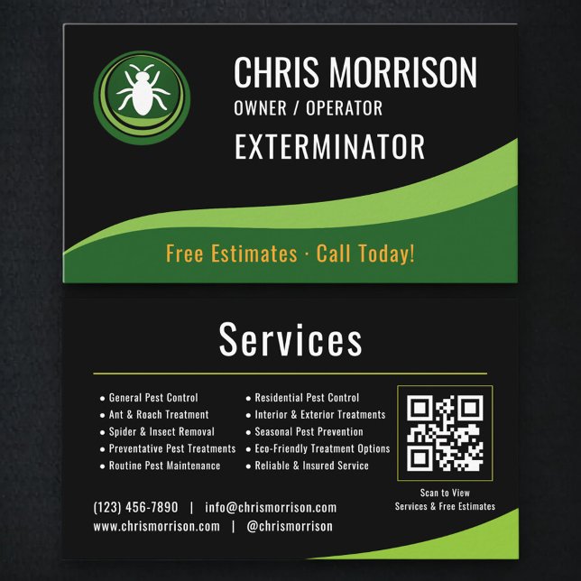 Carte De Visite Exterminator Service QR Code (Créateur téléchargé)