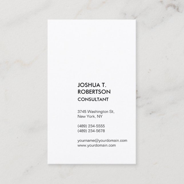 Carte De Visite Extraordinaire Vertical Blanc Noir Moderne Design (Devant)