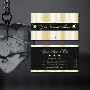 Carte De Visite Extravagant or noir brillant Diamants Luxe