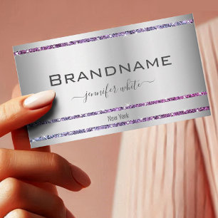 Carte De Visite Eye Catching Argent Gradient Parties scintillant É