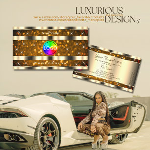 Carte De Visite Eye Catching Gold Orange Parties scintillant Stars