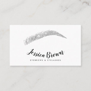 Carte De Visite Eyebrow lashes chic argent nom parties scintillant