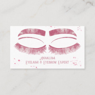 Carte De Visite Eyelash & Beauté de l'aquarelle de luxe, rose
